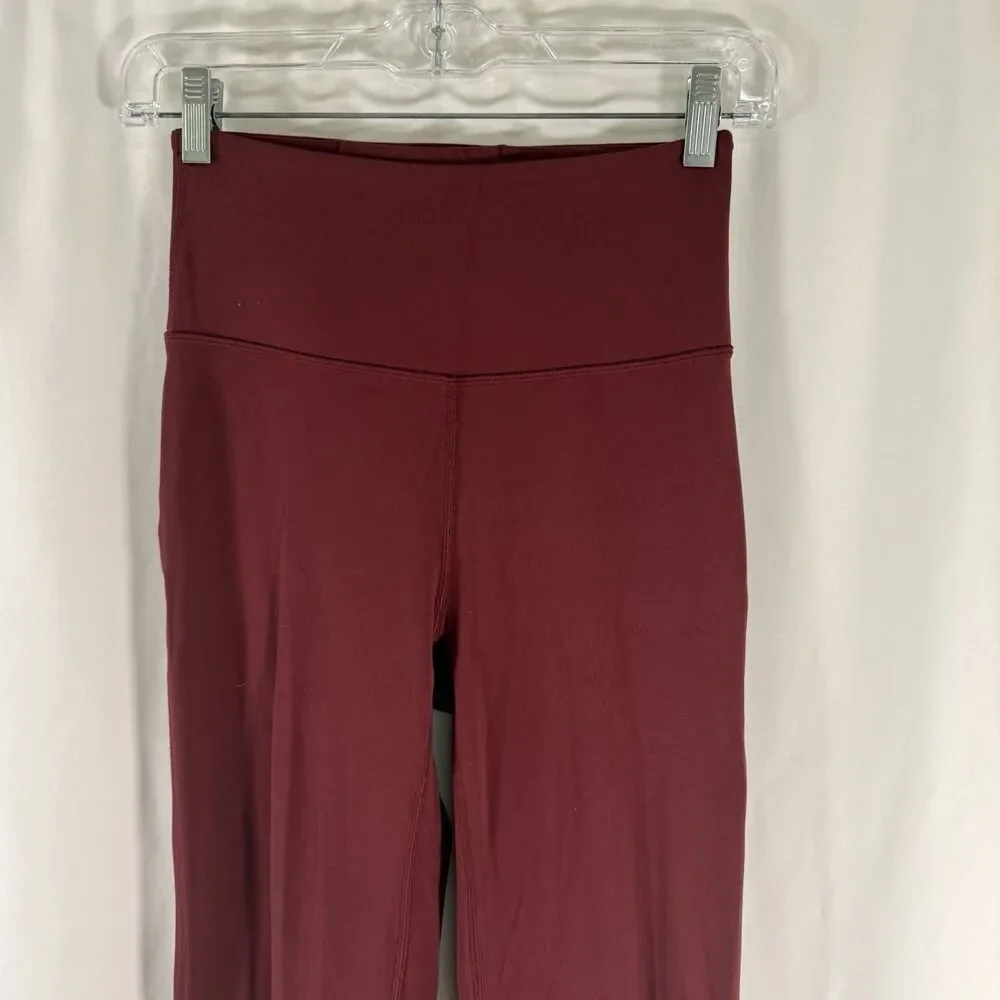 Lululemon Leggings Women's 4 Red Flared Pull On Waist Pocket Pull On 33